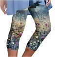thumbnail image 1 of Capri Leggings for Women Fashion Floral Printed High Waist Workout Lounging Yoga Pants Running Gym Leggings (M, Blue 1), 1 of 6