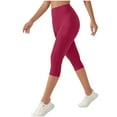thumbnail image 1 of Capri Leggings for Women High Waist Hip Lifting Yoga Pants with Pockets Workout Running Fitness Leggings (XL, Watermelon Red), 1 of 5
