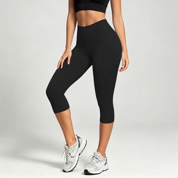 Capri Leggings for Women High Waisted Full Length Soft Yoga Pants for Workout Tummy Control Yoga Pants (Black XXL)