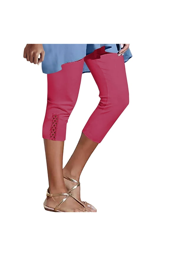 Capri Leggings for Women Lace up High Waisted Yoga Pants Tummy Control Leggings Slim Fit Cropped Capris