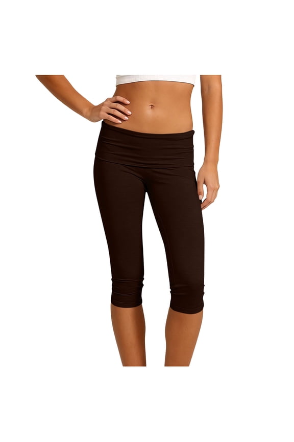Capri Leggings for Women Low Waisted Stretch Cropped Bottom Knee Length Fold over Capris Workout Yoga Pants