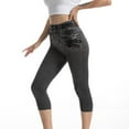 thumbnail image 1 of Capri Leggings for Women Plus Size Jean Look Leggings High Waisted Stretch Denim Skinny Cropped Leggings Sweatpants, 1 of 4