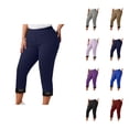 thumbnail image 1 of Capri Leggings for Women Plus Size Summer Casual Elastic High Waist Lace Hem Workout Yoga Cropped Capris Pants, 1 of 6