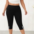 thumbnail image 1 of Capri Leggings for Women Plus Size Tummy Control Yoga Pants Elastic Waisted Workout Athletic Gym Stretch Casual Trousers Black 4XL, 1 of 8