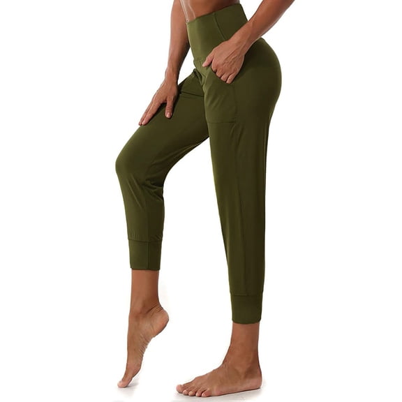 Capri Leggings for Women Solid Color Slim Fits Stretchy High Waisted Velvet Yoga Pants Cozy Soft Tights Tummy Control Running Trousers Green L