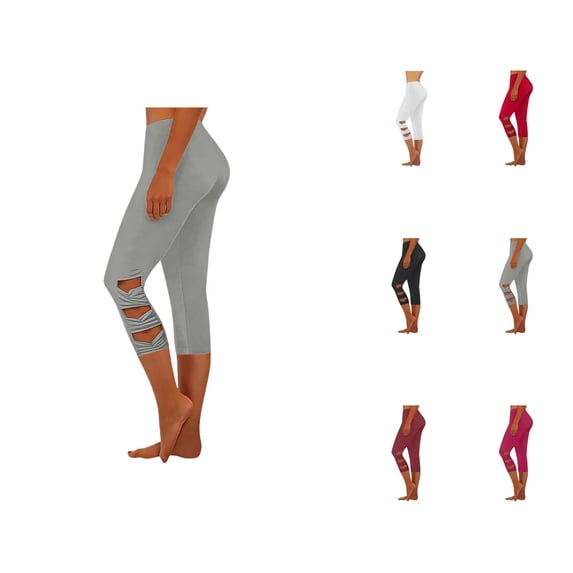 Capri Leggings for Women Spring Summer Elastic High Waist Slim Fit Hollow out Workout Yoga Pants Capris Leggings