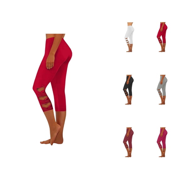 Capri Leggings for Women Spring Summer Elastic High Waist Slim Fit Hollow out Workout Yoga Pants Capris Leggings