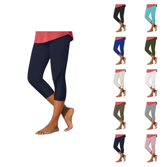 Capri Leggings for Women Spring Summer Elastic High Waist Slim Fit Mesh Patchwork Workout Yoga Pants Capris