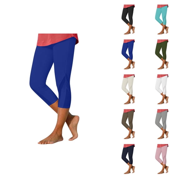 Capri Leggings for Women Spring Summer Elastic High Waist Slim Fit Mesh Patchwork Workout Yoga Pants Capris