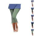 thumbnail image 1 of Capri Leggings for Women Spring Summer Elastic High Waist Slim Fit Ruched Hem Workout Yoga Pants Capris, 1 of 7