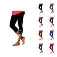 thumbnail image 1 of Capri Leggings for Women Spring Summer Elastic High Waist Slim Fit Shiny Love Heart Rhinestone Hem Workout Yoga Pants Capris, 1 of 4