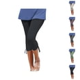 thumbnail image 1 of Capri Leggings for Women Summer Casual Elastic High Waist Drawstring Ruched Hem Workout Yoga Cropped Capris Pants, 1 of 6