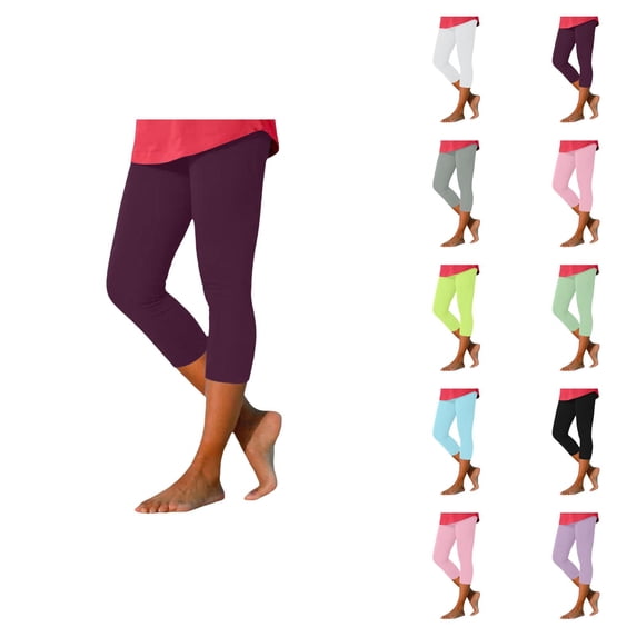 Capri Leggings for Women Summer Casual Elastic High Waist Fitness Workout Yoga Cropped Capris Pants