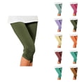 thumbnail image 1 of Capri Leggings for Women Summer Casual Elastic High Waist Ruched Hem Workout Yoga Cropped Capris Pants, 1 of 8