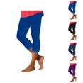 thumbnail image 1 of Capri Leggings for Women Summer Casual Elastic High Waisted Hollow out Wave Hem Workout Yoga Cropped Capris Pants, 1 of 7