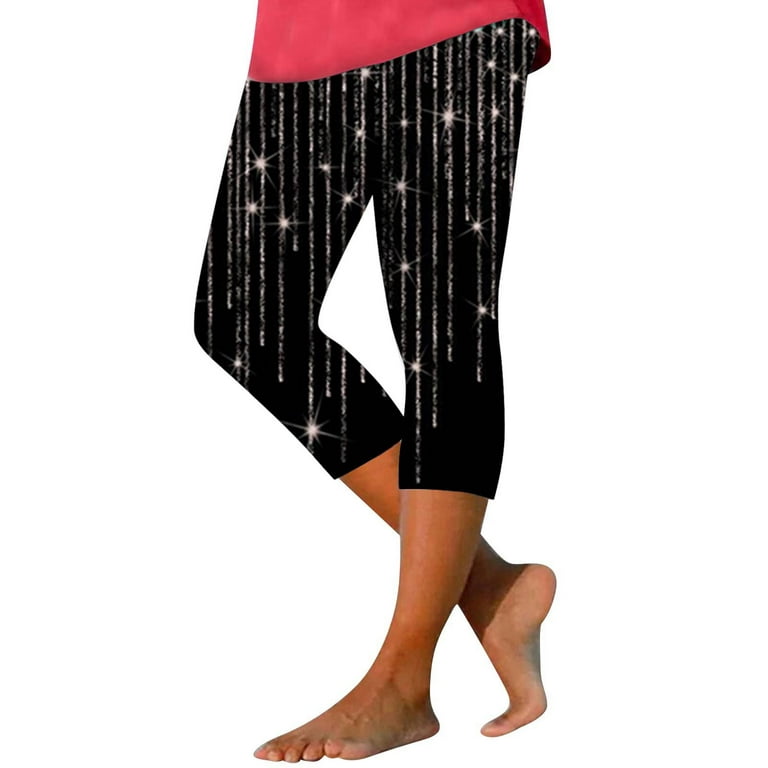 Capri Leggings for Women Summer Casual Sports Tight Cropped Yoga Pants Gold  M 