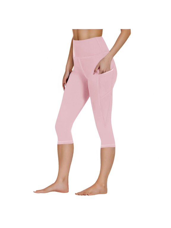 Capri Leggings for Women Summer Plus Size Casual Butt Lifting Solid Color High Waisted Compression Yoga Pants with Pockets S-3XL