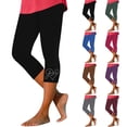 thumbnail image 1 of Capri Leggings for Women Tummy Control High Waisted Plus Size Summer Gym Workout Yoga Capris Pants Stretch Tights (Black,L), 1 of 5