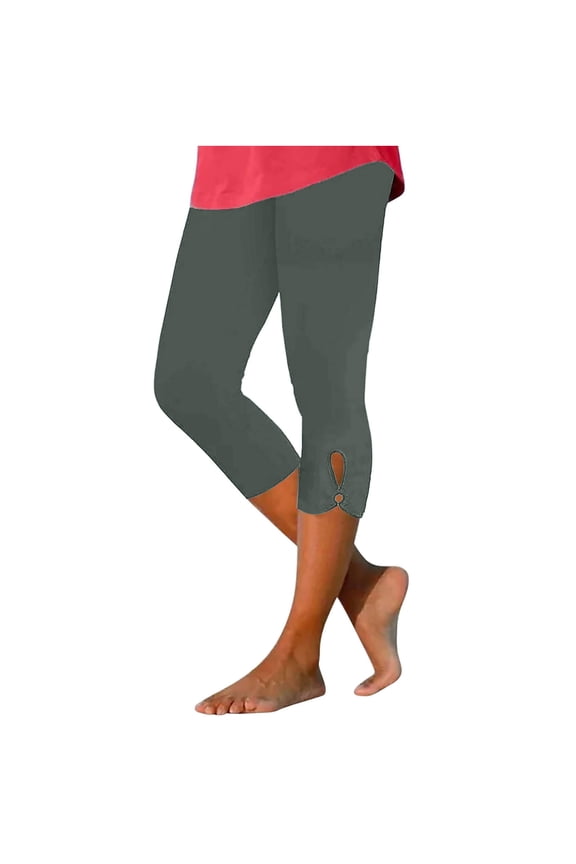 Capri Leggings for Women Tummy Control High Waisted Plus Size Summer Gym Workout Yoga Capris Pants Stretch Tights