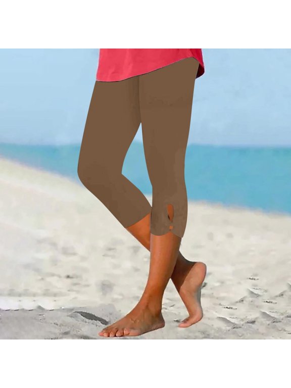 Capri Leggings for Women Tummy Control Knee Length Capri Legging 2026 Summer Cropped Pants Casual Solid Comfy Capris