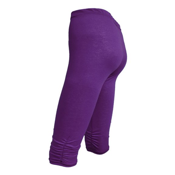 Capri Leggings for Women Tummy Control Knee Length Cropped Pants Casual Cutout Yoga Short Lounge Pajams Purple M