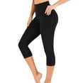 thumbnail image 1 of Capri Leggings for Women Workout High Waist and Hip Lifting Yoga Pants with Pockets Running Gym Leggings (S, Black), 1 of 3