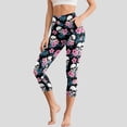 thumbnail image 1 of Capri Leggings for Women with Pockets-High Waisted Tummy Control Workout Gym Yoga Pants Fun Lightweight Printed Yoga Leggings(Black,M), 1 of 3