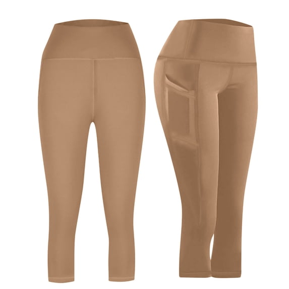 Capri Leggings with Pockets for Women Tummy Control Knee Length Leggings High Waist Yoga Pants Women Workout Capri Pants