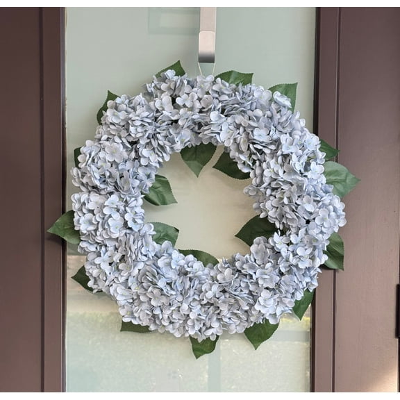 Capri Luxury Gray with blue shades Silk Hydrangea Wreath Flowers 21'' UV Resistant, All-Season Beauty