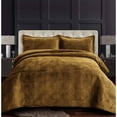 thumbnail image 1 of Capri Medallion Velvet Oversized Solid Quilt Set Camel Twin 2 Piece, 1 of 5
