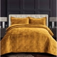 thumbnail image 1 of Capri Medallion Velvet Oversized Solid Quilt Set Gold Twin 2 Piece, 1 of 5