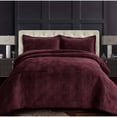 thumbnail image 1 of Capri Medallion Velvet Oversized Solid Quilt Set Plum King 3 Piece, 1 of 5
