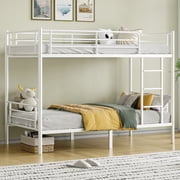 Capri Metal Twin over Twin Bunk Bed, Noise Free, Heavy-duty, 400 lbs Capacity, White