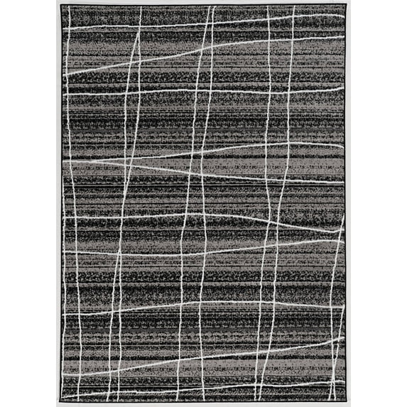 Capri Mod Black Plaid Rug, Multiple Sizes