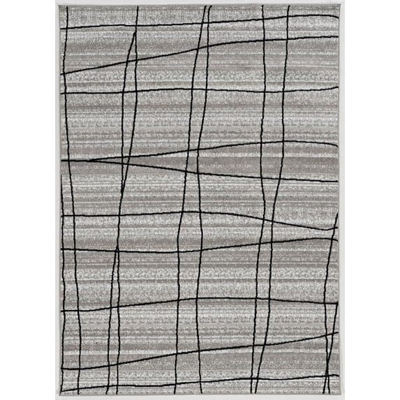Capri Mod Grey Plaid Rug, Multiple Sizes