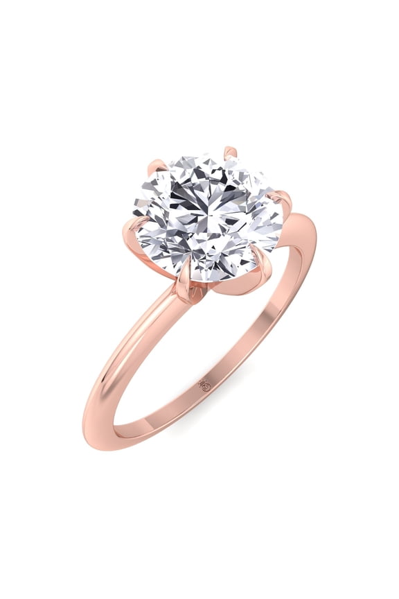 Capri - Moissanite Round Cut Lab Diamond Six Prong Solitaire Engagement Ring