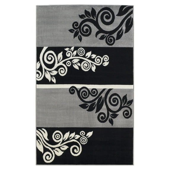 Capri Noir Black and Grey Rug, Multiple Sizes