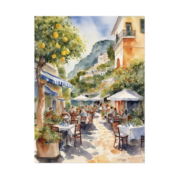Capri Outdoor Cafe Lemon Tree Print, Unframed Paper Poster 24x36in