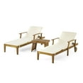 thumbnail image 1 of Capri Outdoor Teak Acacia Wood 3 Piece Chaise Lounge Set with Cream Cushions, 1 of 12