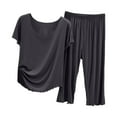 thumbnail image 1 of Capri Pajamas for Women Set 2 Piece Sets for Women Women's Pajama Sets Comfortable Sleepwear Lightweight Casual Home Outfit for Ladies with Short Sleeve Top and Capri Pants, 1 of 3
