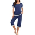 thumbnail image 1 of Capri Pant Loungewear Set for Women 2 Piece Lounge Sets Patchwork T-Shirt with Capris Womens Clothes, 1 of 9