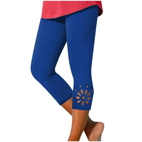 Capri Pant Women Yoga Capris Leggings Cut out Hem High Waisted Stretch Slim Workout Pants