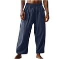 thumbnail image 1 of Capri Pants For Men Casual Loose Fit Elastic Drawstring Cropped Trousers Lightweight Baggy Beach Pants With Pockets (XS, Navy), 1 of 5
