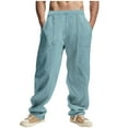 thumbnail image 1 of Capri Pants For Men Cotton Lined Wide Leg Summer Pants Drawstring Elastic Waist Casual Loose Wide Leg Pants Drawstring Pockets Green, 1 of 9