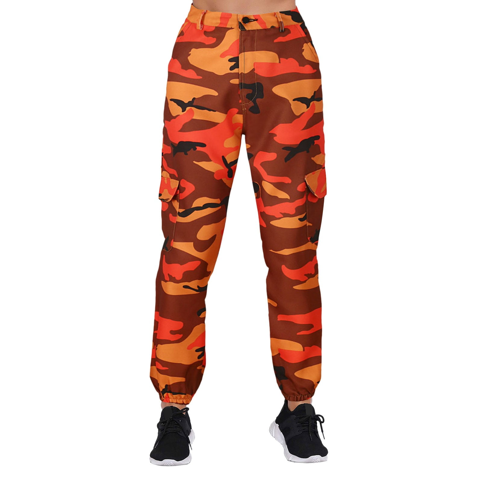 Capri Pants For Women Camo Cargo Camouflage Elastic Waist Casual