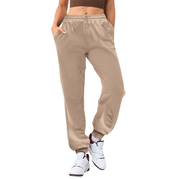 AZZAKVG Christmas,Ladies Solid Color Drawstring Elastic Waist Casual Loose Foot Fleece Sweatpants