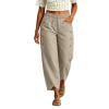 Capri Pants For Women Pockets Button Detail Elastic Waist Summer Airport Travel Relaxed Summer Styling Clean Front Design For Comfortable Movement