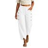 Capri Pants For Women Pockets Button Detail Elastic Waist Summer Airport Travel Relaxed Summer Styling Clean Front Design For Comfortable Movement
