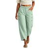 Capri Pants For Women Pockets Button Detail Elastic Waist Summer Airport Travel Relaxed Summer Styling Clean Front Design For Comfortable Movement