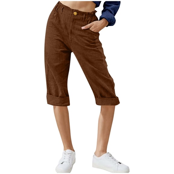 Capri Pants For Women Sevevn Women's Loose Wide Leg Pants High Waist Straight Pants Casual Pants